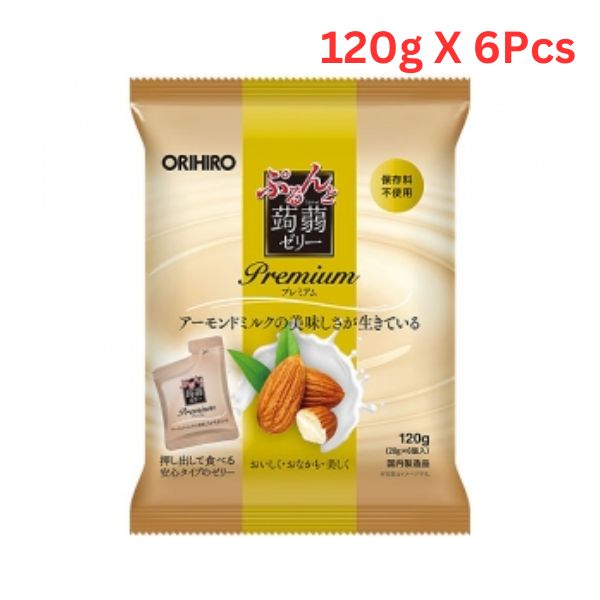 Orihiro Konjac Jelly Premium Almond 120Gm (Pack of 6)