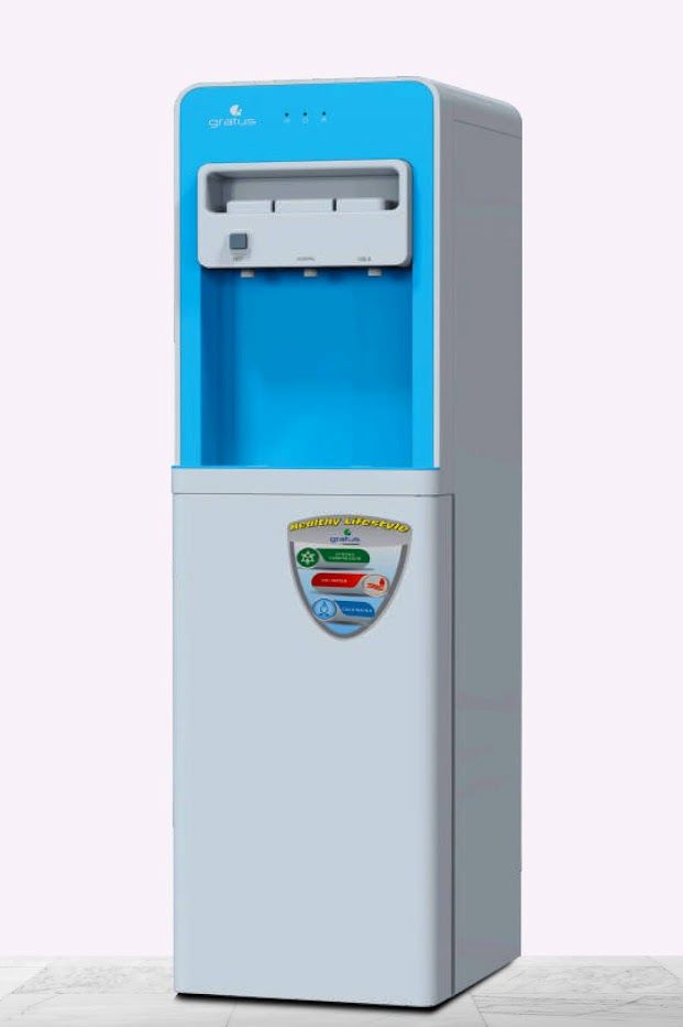 Gratus Hot & Cold 3 Tap Floor Standing Top Loading Water Dispenser With Refrigerator - GWD3132ACRCW