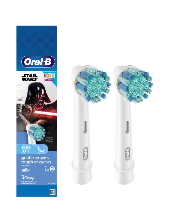 Oral-B Kids Electric Rechargeable Toothbrush Heads Replacement Refills Featuring Star Wars Characters (EB10S-2 SW)