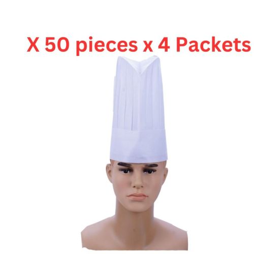 Hotpack Non Woven Chef Hat 10 Inch White - 50 Pieces X 4 Packets - NWCHEFHAT10