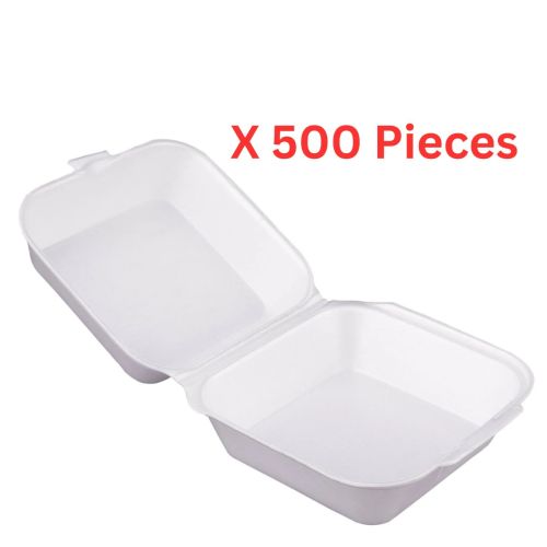 Hotpack Foam Burger Box With Hinged Lid White -  500Pieces - HB1