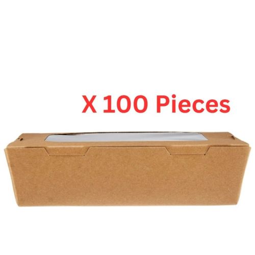Hotpack 180 Mm Kraft Lunch Box With Window - 100 Pieces