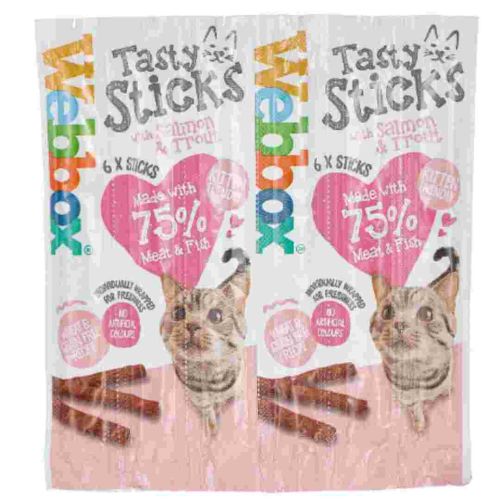 Webbox Lick -E-Lix Solman and Trout Treat Sticks for Cat 6-Pack
