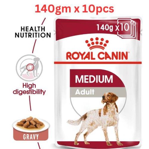 Royal Canin Size Health Nutrition Medium Adult Gravy Wet Food Pouches Dog Food  140g x 10 pcs