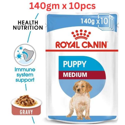 Royal Canin Size Health Nutrition Medium Puppy Gravy Wet Food Pouches Dog Food 140g x 10 pcs