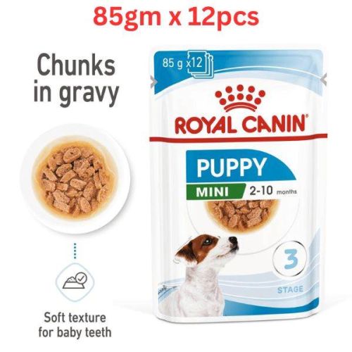 Royal Canin Size Health Nutrition Mini Puppy Gravy Wet Food Pouches Dog Food  85g x 12 pcs