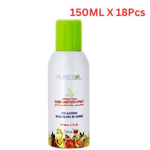 Puresel Spray Hand Sanitizer Citrus 150ML (Pack of 18)