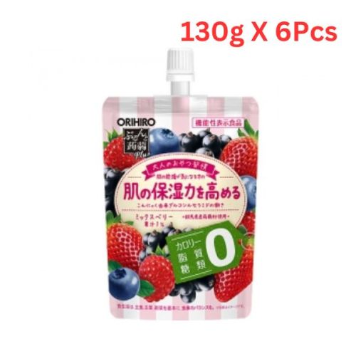 Orihiro Konjac Jelly Zero Calories Mixed Berry 130G Pouch (Pack of 6)