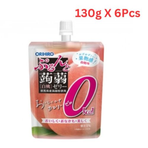 Orihiro Konjac Jelly Peach Zero Kcal 130G Pouch (Pack of 6)