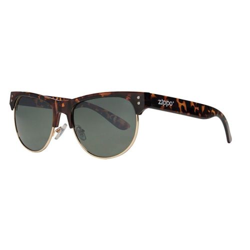 Zippo OB16-02 Semi-Rimless Sunglasses For Men, 55 mm Size, Smoke Flash - 267000207