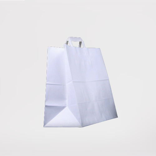 Hotpack ,(Paper Bag White Flat Handle 24x12x31 Cm) 250 Pieces