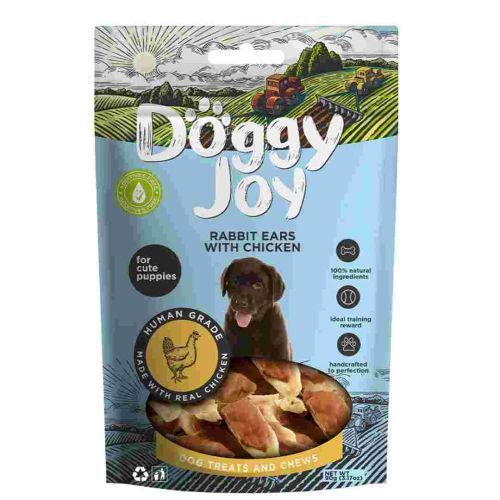 Doggy Joy Rabbit Ears With Chicken Puppy Treats 90g (Pack of 3)