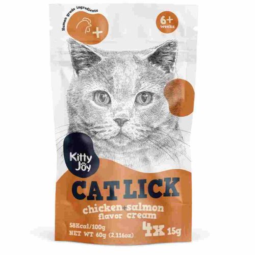 Kitty Joy Cat Lick Chicken + Salmon Flavor Cream Cat Treats 60g (Pack of 10)