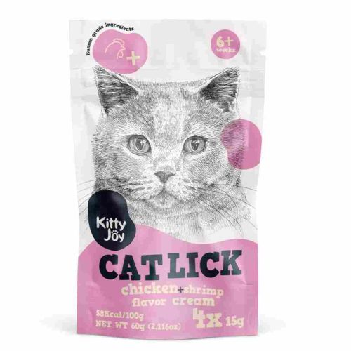 Kitty Joy Cat Lick Chicken + Shrimp Flavor Cream Cat Treats 60g (Pack of 10) 