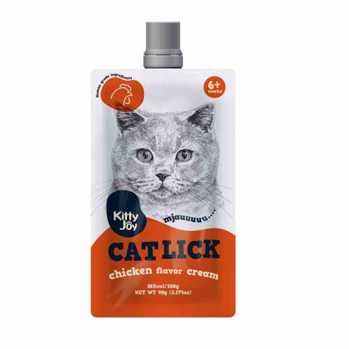 Kitty Joy Cat Lick Chicken Flavor Cream Cat Treats 90g (Pack of 8)