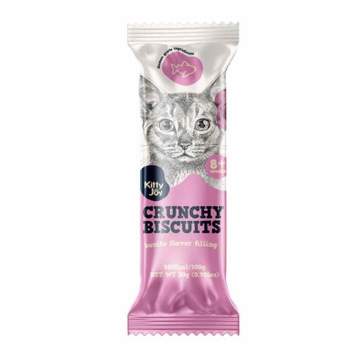Kitty Joy Crunchy Biscuits With Bonito Flavor Filling Cat Treats 20g (Pack of 8)