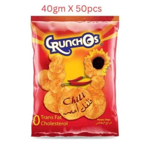 Crunchos Natural Chips Chilli, 40g -Carton of 50 Packs
