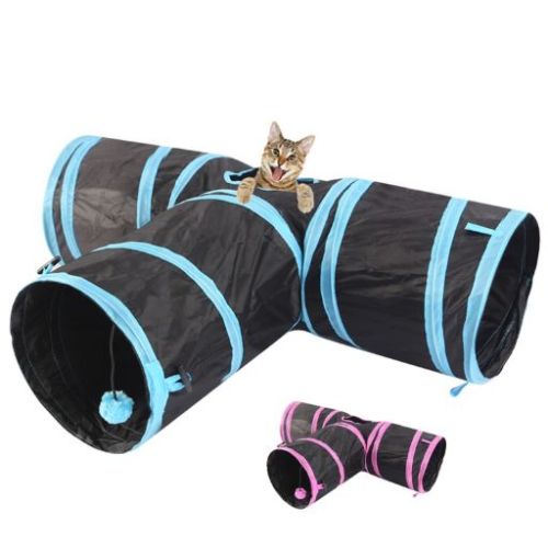 Its Meow 3 Way Cat Tunnel - size - 24X24X10 - Blue