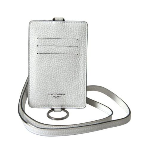 Dolce  Gabbana Elegant White Leather Cardholder Lanyard (BAG1104)