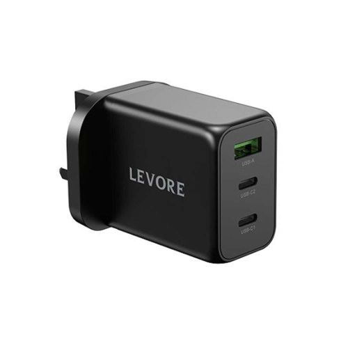 Levore Wall Charger Power Delivery Pd Gan 65w 3 Port-(Black)-(LGW131-BK)