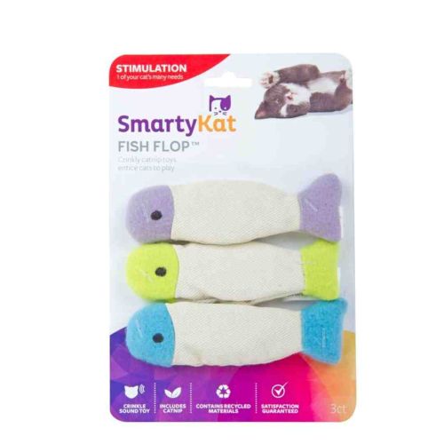 Smartykat Fish Flop Set Of 3 Crinkle Catnip Toys 