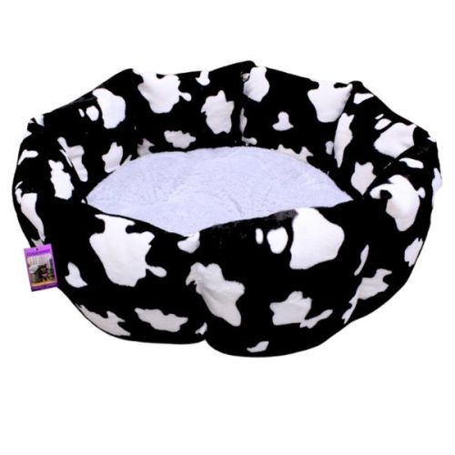 Coco Kindi Cow Pattern Washable Donut Shape Fur Bed For Dogs & Cats - size 3 56×20Cm