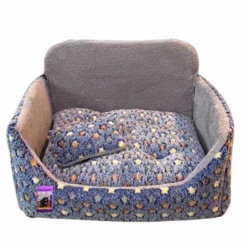 Coco Kindi Navy Star BB Fur Dog Bed – Size 50 x 40 x 35cm