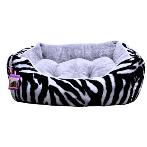 Coco Kindi Zebra Stripe Washable Sofa Fur Bed For Dogs & Cats - Size 2 - 48 X 55 X 15Cm