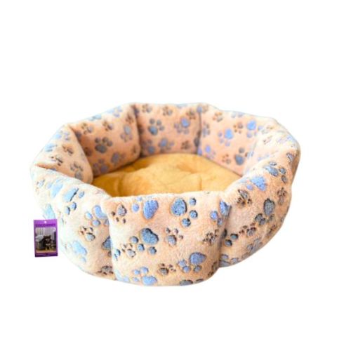 Coco Kindi Paw Printed Peach Washable Donut Shape Fur Bed For Dogs & Cats – Size 3- 56×20cm
