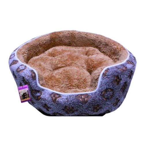 Coco Kindi Leopard Spot Washable Round Fur Bed For Dogs & Cats - Size 3 - 58 X 48 X 15Cm