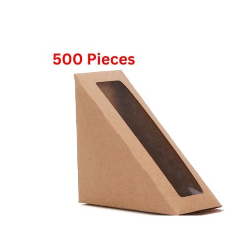 Hotpack Kraft Sandwich Wedge Box With Window 500 Pieces  - KSWL