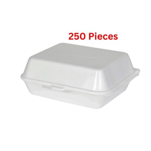 Hotpack Foam Lunch Box With Hinged Lid White 240x200x90 mm  250 Piece - LB1