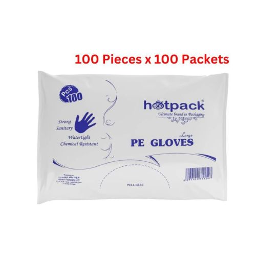 Hotpack Plastic Pe Gloves 100 Pieces - LDGLOVES