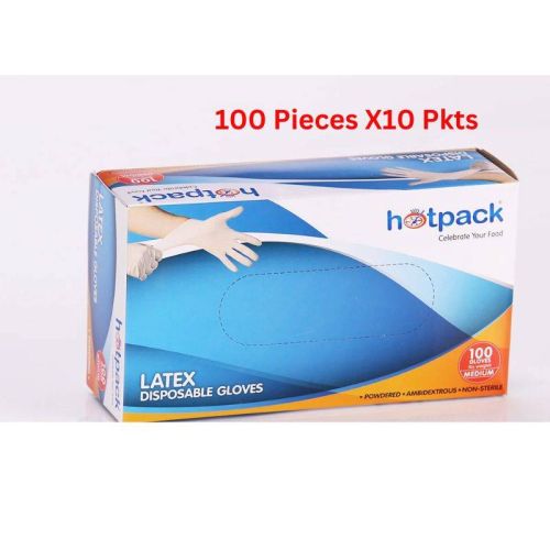 Hotpack Latex Gloves Medium - 100 Pieces