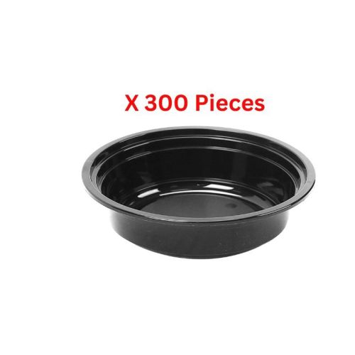 Hotpack Black Base Round Container 16 Oz Base With Lid 300 Pieces - BBRO16300B+BBRO16300L
