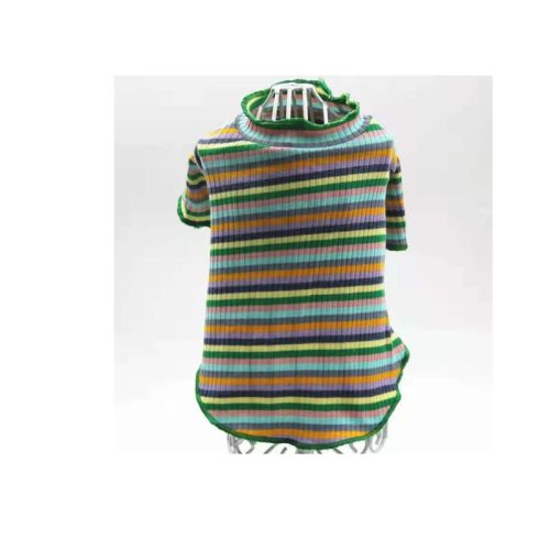 Pets Club Soft Cotton Striped Dog Cloth Summer T-shirt Green - Medium