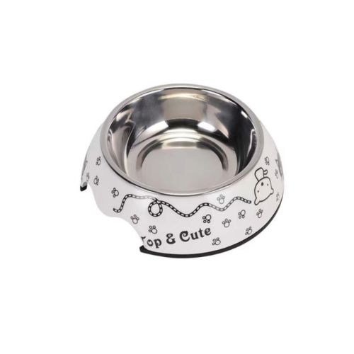 Melamine Happy Cat Stainless Steel bowl with anti slip circle on the bottom Volume 160ML