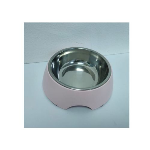 Melamine Stainless Steel Bowl With Anti- Slip Circle On The Bottom Pink Volume For Cats And Dogs 160ML