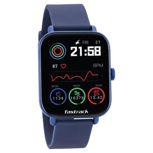 Fastrack Reflex Vox 2 Smart Watch with BT Calling Large 1.8 Bright HD Display Music Storage AI Voice 50 With Sports Modes 100 With Watchfaces BP Monitor 24x7 HRM SpO2 Upto 5 Day Battery - Blue