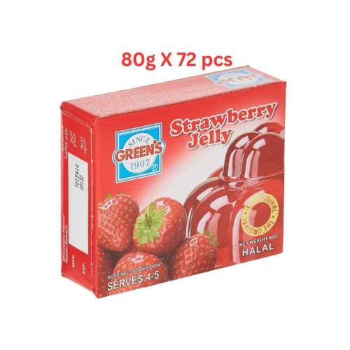 Green's Jelly Strawberry (Pack Of 6 X 12 X 80g)