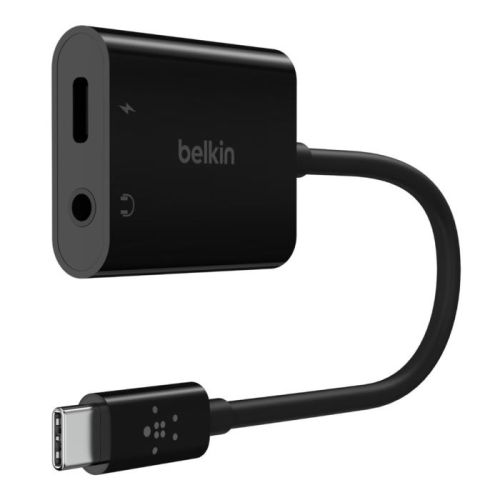 Belkin Rockstar 3.5mm Audio With USB-C Charge Adapter, USB-C Audio Adapter Compatible With iPad Pro 12.9, 11, Galaxy, Pixel, OnePlus & More Black
