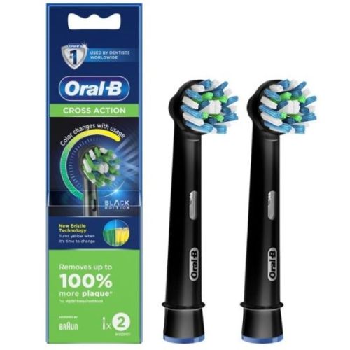 Oral-B Crossaction Replacement Brush Head 2 Count, Black - EB50BRB-2