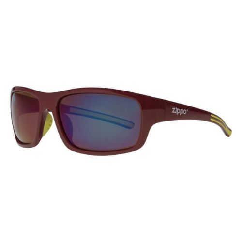 Zippo OB31-03 Full Frame Wrap Sunglasses, Maroon & Green Polarized Lenses - 267000251