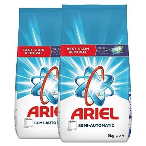 Ariel Laundry Powder Detergent Original Scent, Semi Automatic - 9 kg x 2