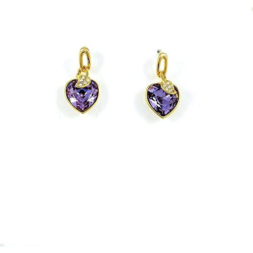 Swarovski Elements 18K Gold Plated Earrings encrusted with Purple Swarovski Crystals, SWR-201