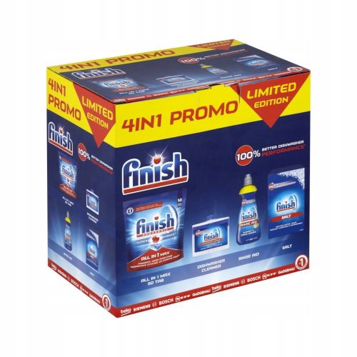 Finish 4 in 1- All in 1 Max 48s / Cleaner 250ml / Rinse Aid 400ml / 1.5kg Salt 