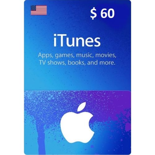 $60 USA Apple iTunes Gift Card (Instant E-mail Delivery)