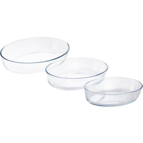 Royalford BRS 3 Pcs Oval Glass Baking Tray Clear - RF8804