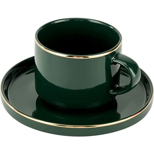 Royalford 200 Ml Royal Green Fine Bone Cup And Saucer-(RF11338)