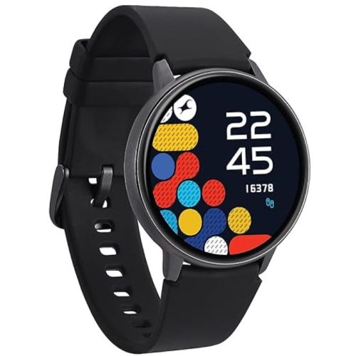 Fastrack Reflex Play,1.3 inch Amoled Display Smart Watch With AOD, Premium Metallic Body, Animated Watchfaces, in-Built Games, BP & Sleep Monitor, SpO2, Multiple Sports Modes, Upto 7 Day Battery - Black